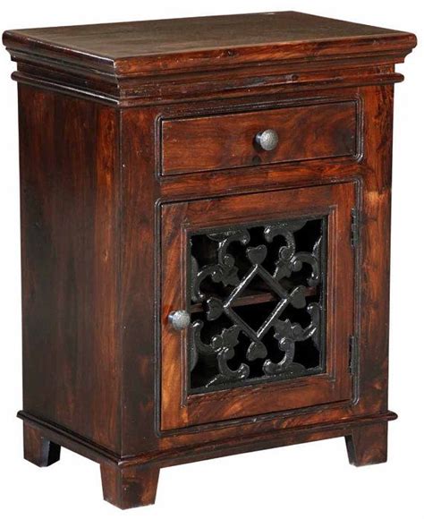 Solid Sheesham Wood Night Stand With Iron By Heirloomfurnishings 350