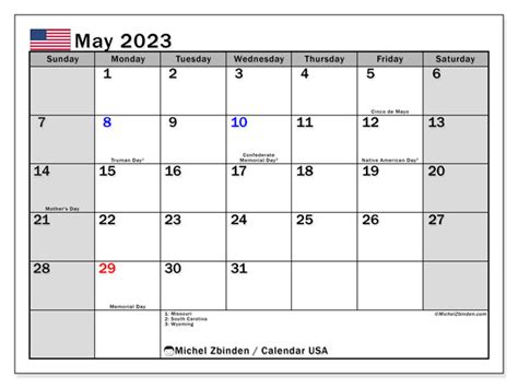 May 2023 Printable Calendar “481ss” Michel Zbinden Us