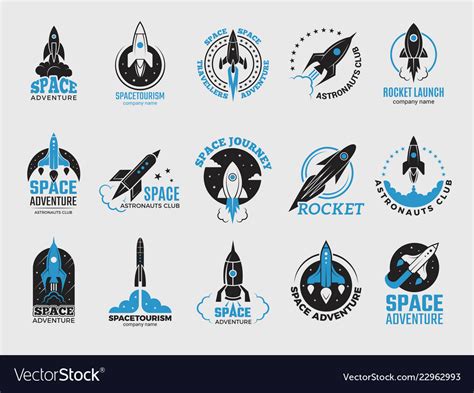 Rocket Logo Space Satellite Retro Shuttle Moon Vector Image