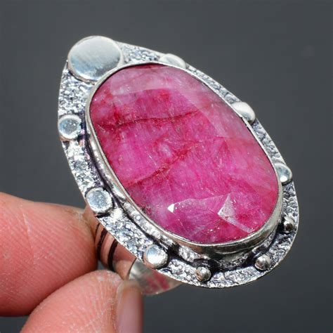 Unique Kashmir Red Ruby Ring Gemstone Ring In 925 Silver Etsy