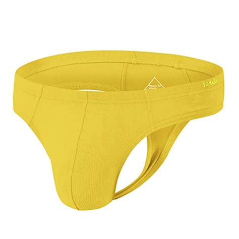 Sumaba Men Thongs Sexy T Back Man G String Butt Flaunting Y Tong Underwears Yellow Xl