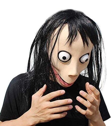 Momo Halloween Mask With Long Hair Scary Latex Costume Creepy Dress Up Cosplay Ebay
