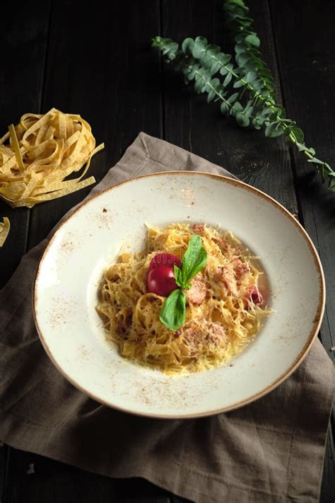 Carbonara Pasta Catering Menu Stock Image Image Of Cuisine Meat