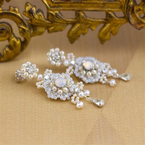 As Seen On Reign Opal Pearl Bridal Chandelier Earrings Etsy