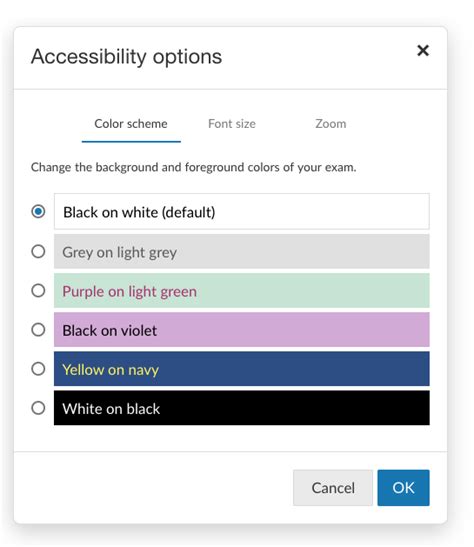 Accessibility Options Betterexaminations Documentation