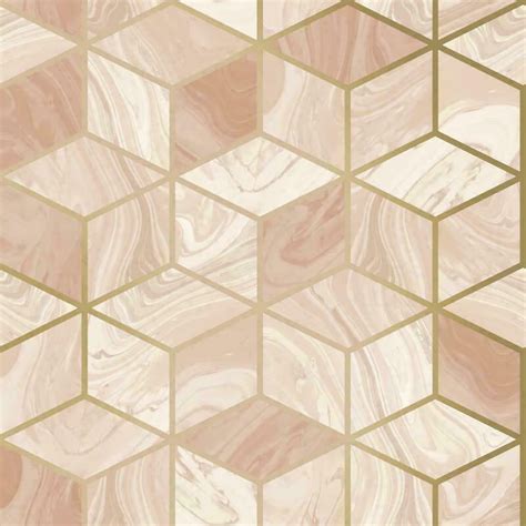 Rasch Marble Squares Wallpaper Geometric Diamond Cubes Metallic Geo
