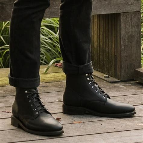 Mens President Lace Up Boot In Black Matte Thursday Boot Company