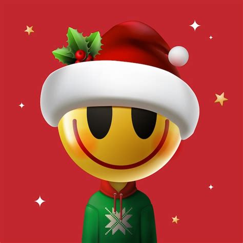 Premium Vector Christmas Emoji Smiling Face In Santa Hat Vector