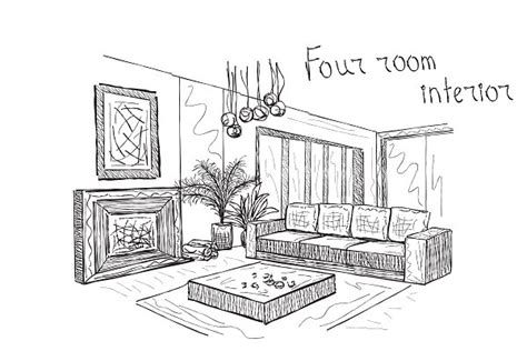 Room Interior Sketch Pre Designed Illustrator Graphics Creative Market