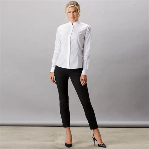 kustom kit womens long sleeve mandarin collar blouse blkk261 from tibard