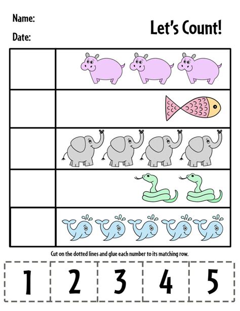 Cut And Paste Numbers 1 5 Worksheets For Preschool ⋆ The Hollydog Blog