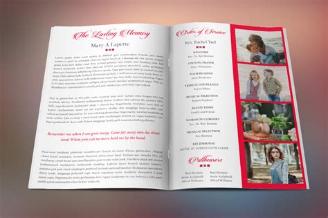 Remember Red Funeral Program Word Publisher Template 4 On Behance