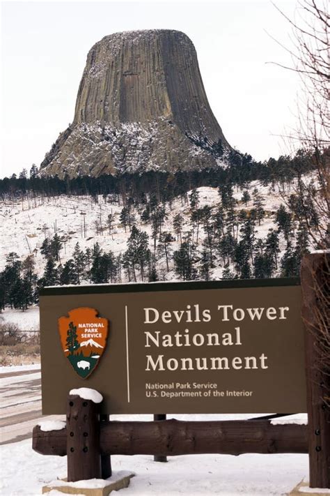 Road Entrance Devils Tower Wyoming Winter Snow Editorial Stock Image