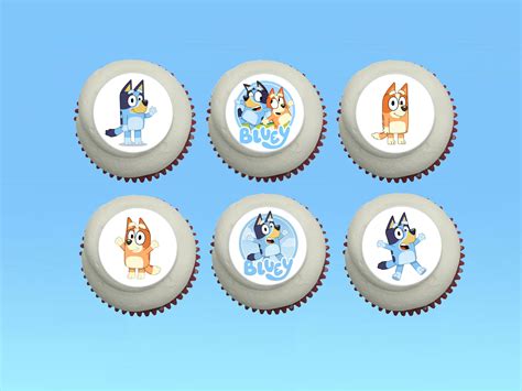 Bluey Birthday Party Edible Image Cupcake Topper Pre Cut Etsy
