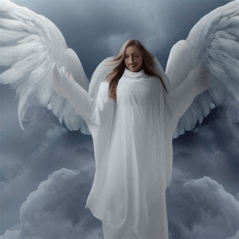 Angel With Wings Walking Into Clouds In Heaven · Creative Fabrica
