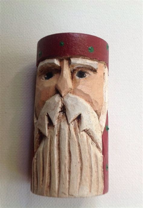 Carved Santa Antique Sewing Spool Santa Claus Wooden Christmas