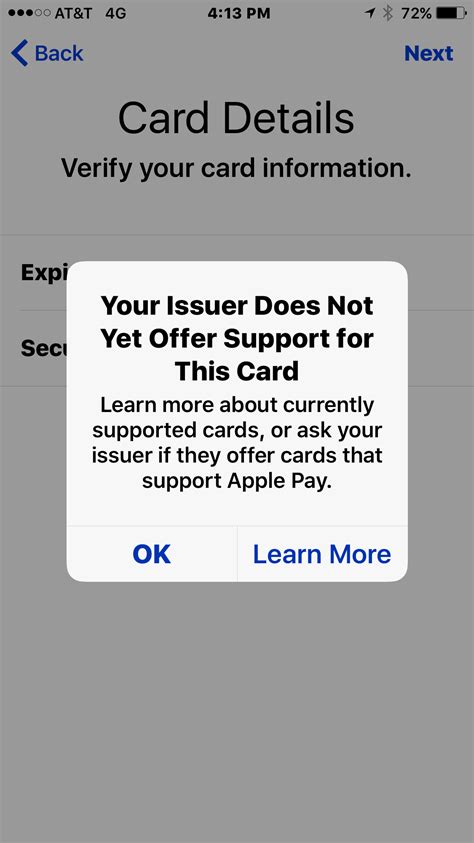 Apple Pay App Says Card Not Supported C Apple Community