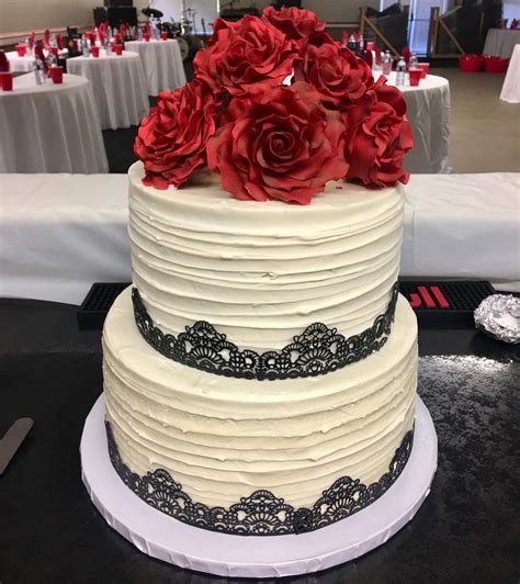 Red Velvet Wedding Cake I Made Completed With Edible Lace And Gum