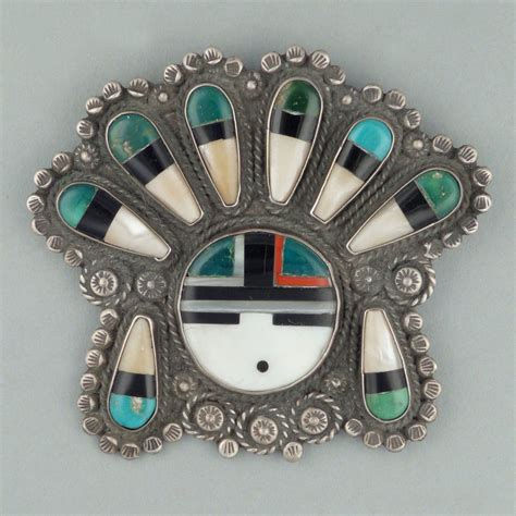 Zuni Inlay Sun Face Pin C 1950 S Shiprock Santa Fe Zuni Jewelry