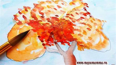 Как рисовать осеннее дерево красками поэтапно