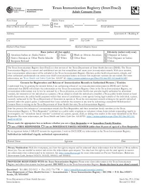 Fillable Online Texas Immunization Registry Immtrac Fax Email Print