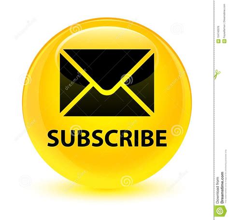 Subscribe Email Icon Glassy Yellow Round Button Stock Illustration
