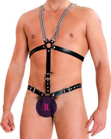 Bdsm Harness In Leather Chain With Cock Ring Joanna Lark
