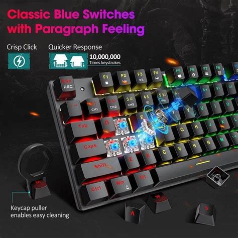 Pictek Pc244a Wired Gaming Keyboard Mechanical Keyboard Rgb Led Backlit