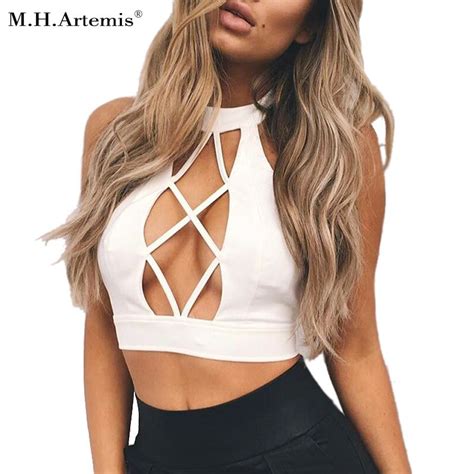 M H Artemis Sexy Hollow Out Halter Tank Top Backless Camisole Party