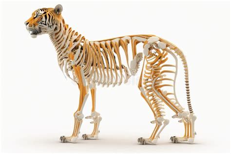 Tiger Anatomy Skeleton On White Background Stock Illustration