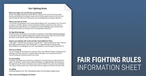 Fair Fighting Rules Worksheet Therapist Aid — Db