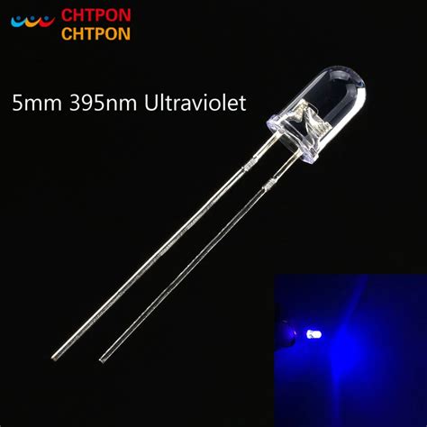 100pcs 5mm Ultraviolet 395nm 400nm Uv Led Diode Light Emitting Lamp 5