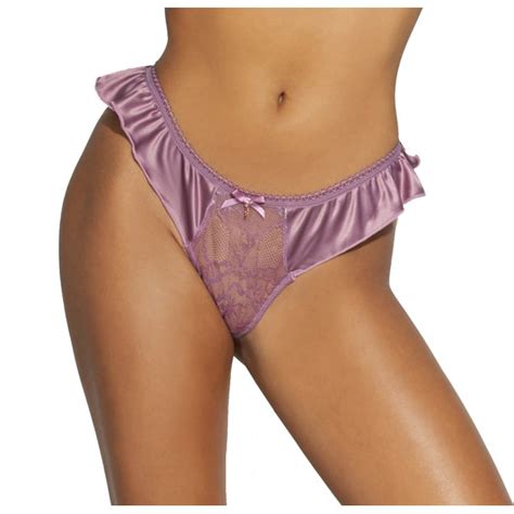 Lacy Line Sexy Classic High Waist Ruffle Satin Thong Panties