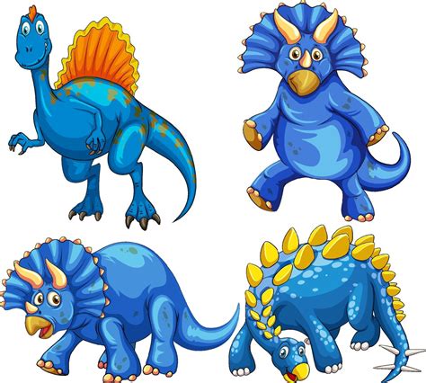 Conjunto De Personaje De Dibujos Animados De Dinosaurio Azul 2120024