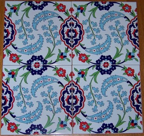 CLEARANCE 12 8 X8 Turkish Iznik Daisy Blue Floral Pattern Ceramic