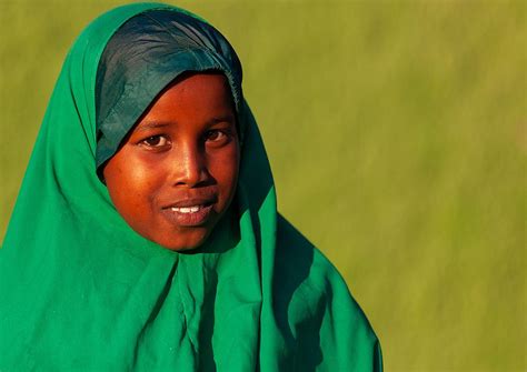 Portrait Of A Somali Girl In Green Hijab Woqooyi Galbeed Region