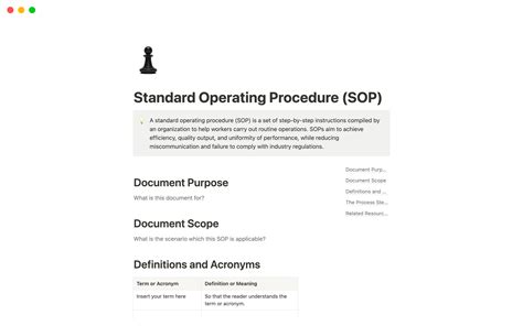 Standard Operating Procedure Sop Notion Template