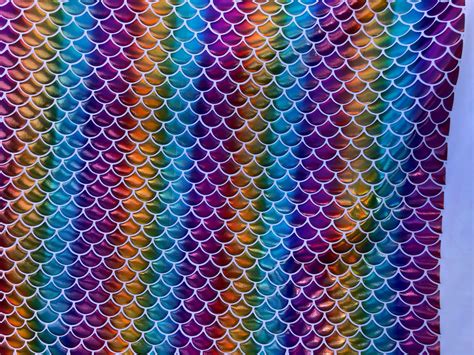 New Rainbow Fish Mermaid Scale Fabric On White Spandex Fabric Etsy