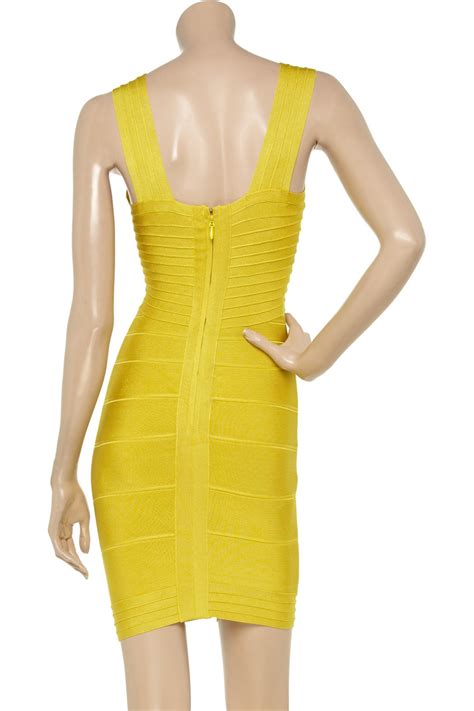 Hervé Léger Bandage Dress In Yellow Lyst