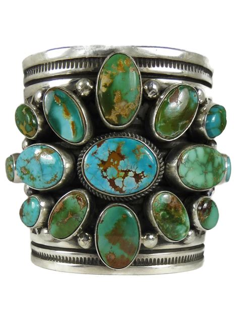 Royston Turquoise Cluster Cuff Bracelet By Albert Jake BR7015