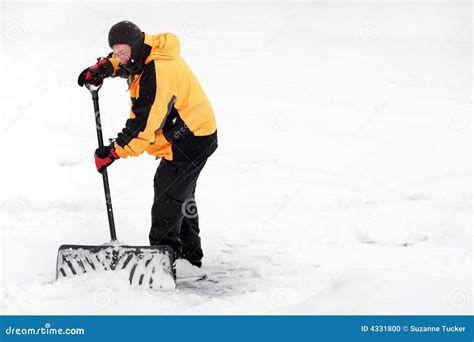 Man Shoveling Snow Stock Photo Image 4331800