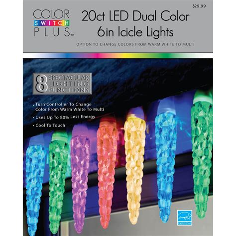 Color Switch Plus 20ct Dual Color Large Icicle Led Christmas Lights