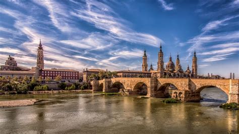 Stone Bridge Over Ebro River Zaragoza Backiee