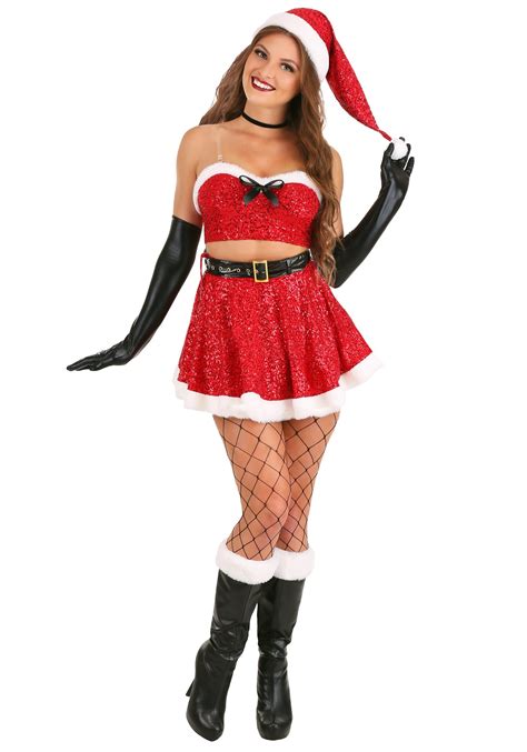 sexy sequin santa costume for women