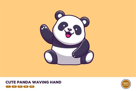 Cute Panda Waving Hand Cartoon Creative Market