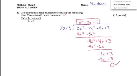 The polynomial division calculator allows you to take a simple or complex expression and find the quotient and remainder instantly. Polynomial Long Division and Exponents quiz - YouTube