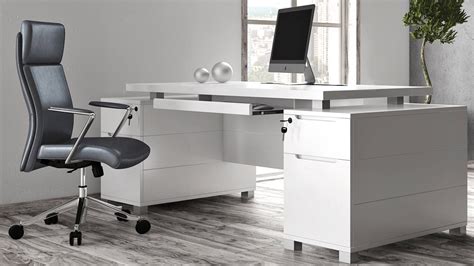 Modern white office desk in multiple sizes: Ford White Executive Desk | Modern & Contemporary Office ...