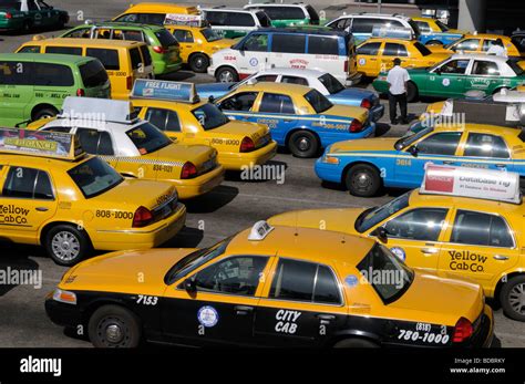 Taxis Waiting Just Outside The Los Angeles International Airport Lax