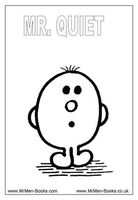 Men printable coloring pages for kids. Mr-Quiet-Colouring-Page. Free printables. Great for social ...