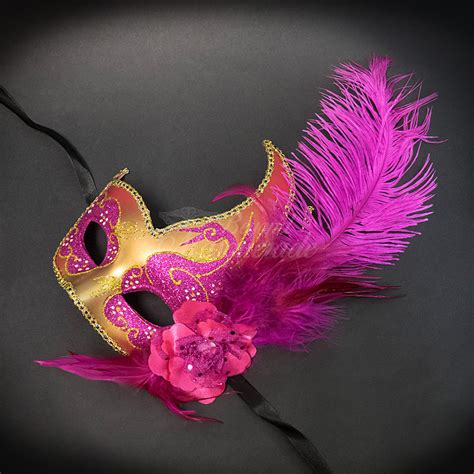 Elegant Masquerade Masks With Feathers Blue Free Usa Shipping